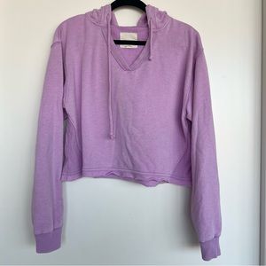 AMERICAN EAGLE | Cropped V-Neck Hoodie — Purple